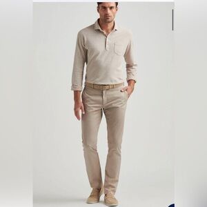 Peter Millar New! Somerset Flat Linen Blend Pants khaki 38 X 34”preppy old money
